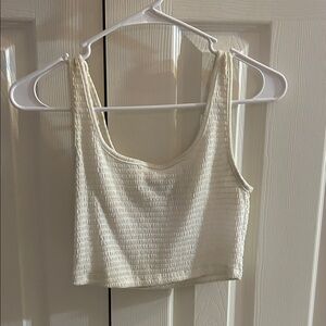 Forever 21 Cream Textured Crop Top